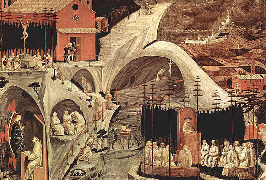 Paolo Uccello - Episoden aus eremitischen Leben, 1460 (Florenz, Galleria dell'Academia). Rechte: Public domain (Wikimedia Commons)